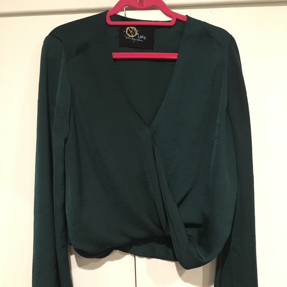 Deep Teal swoop long sleeve Blouse Planet Blue - Picture 2 of 3